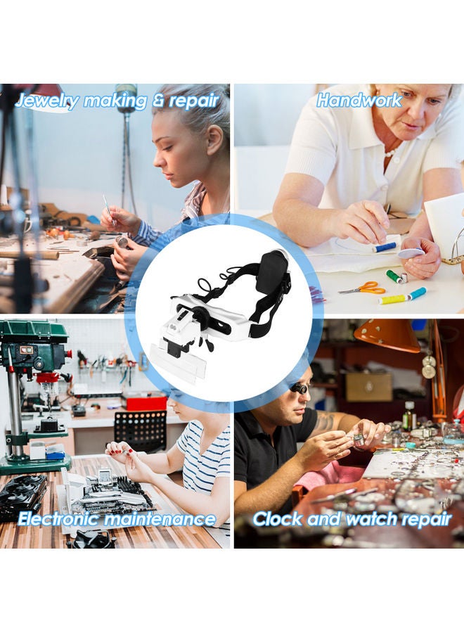 KKmoon Head-Mounted Magnifier With LED Light Black/White - Image 5