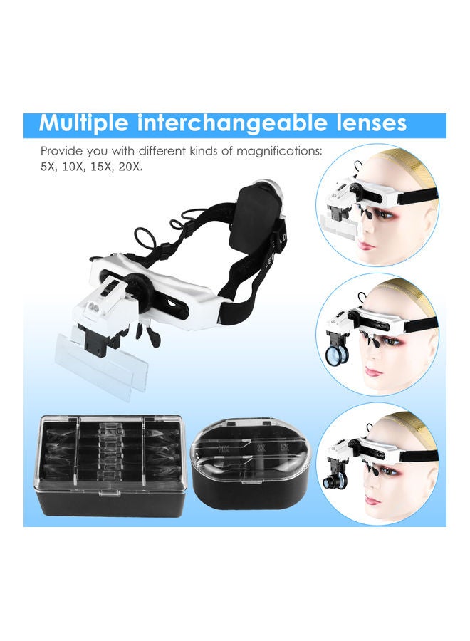 KKmoon Head-Mounted Magnifier With LED Light Black/White - Image 2