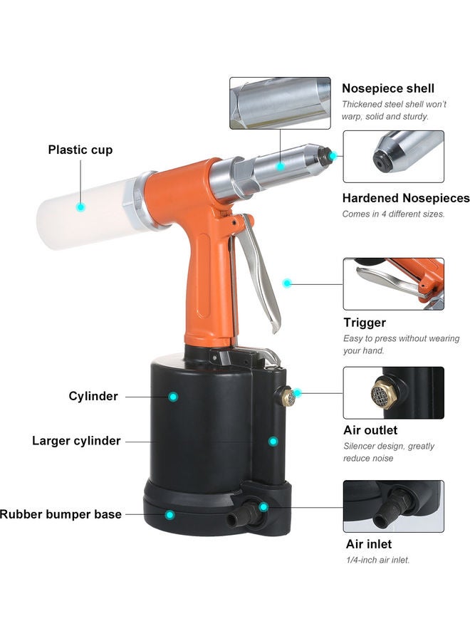 KKmoon Pneumatic Rivet Gun Orange/Black/Silver - Image 3