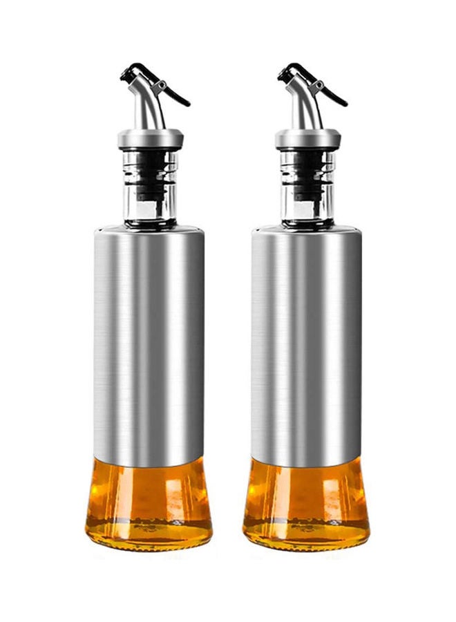 2-Piece Glass Oil Dispenser Silver/Clear  - Image 1