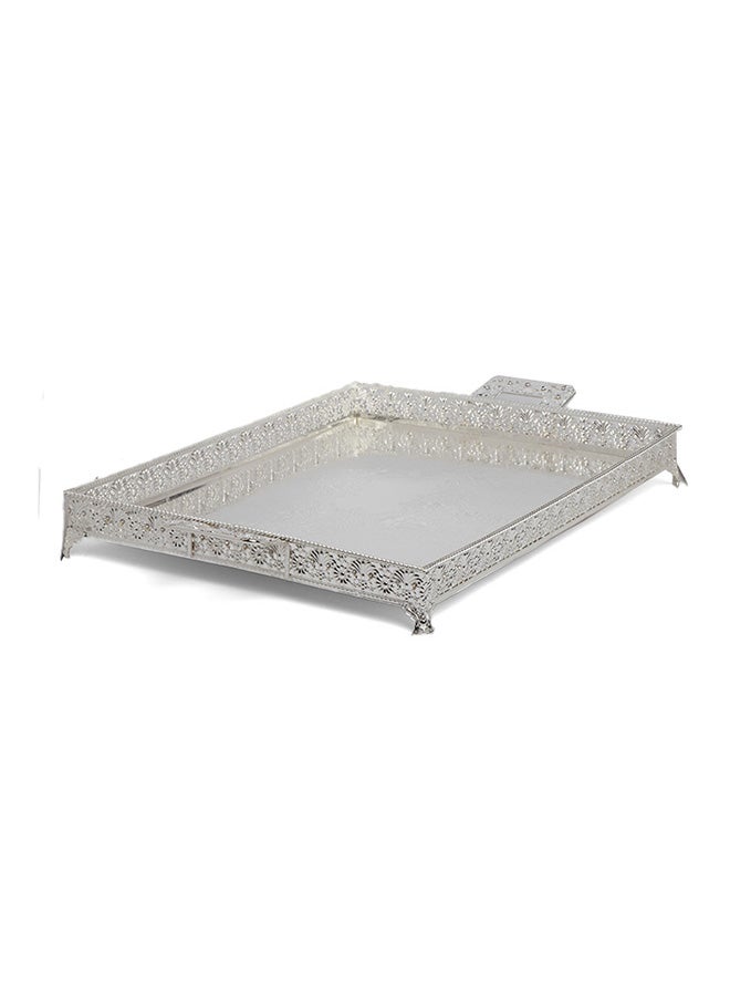 Squalo Elegant Mirror Finish Steel Rectangle Serving Tray Silver 58x43x4cm - Image 2
