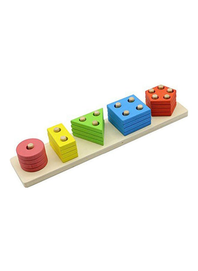 Motrent Wooden Educational Preschool Shape Color Recognition Geometric Sorting Board Blocks Stack And Sort Chunky Puzzle Toys For Kids Children Toddler Boy Girl