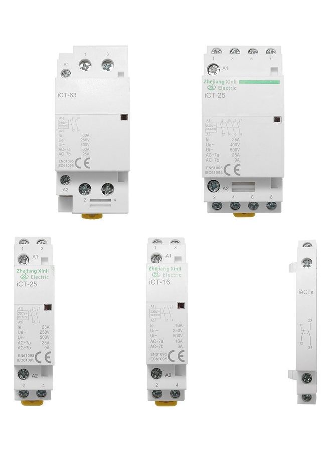 220V AC Connector Electric 50/60Hz Poles Coil AC Modular Contactor White  - Image 3