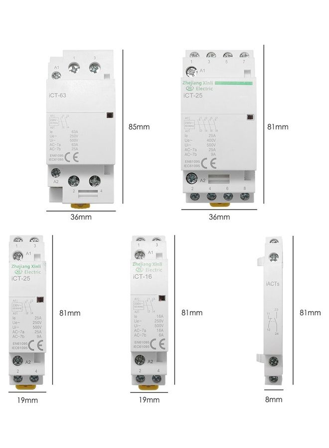 220V AC Connector Electric 50/60Hz Poles Coil AC Modular Contactor White  - Image 4