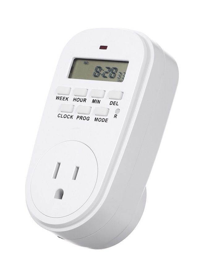 Digital Timer Switch Socket with LCD Display White