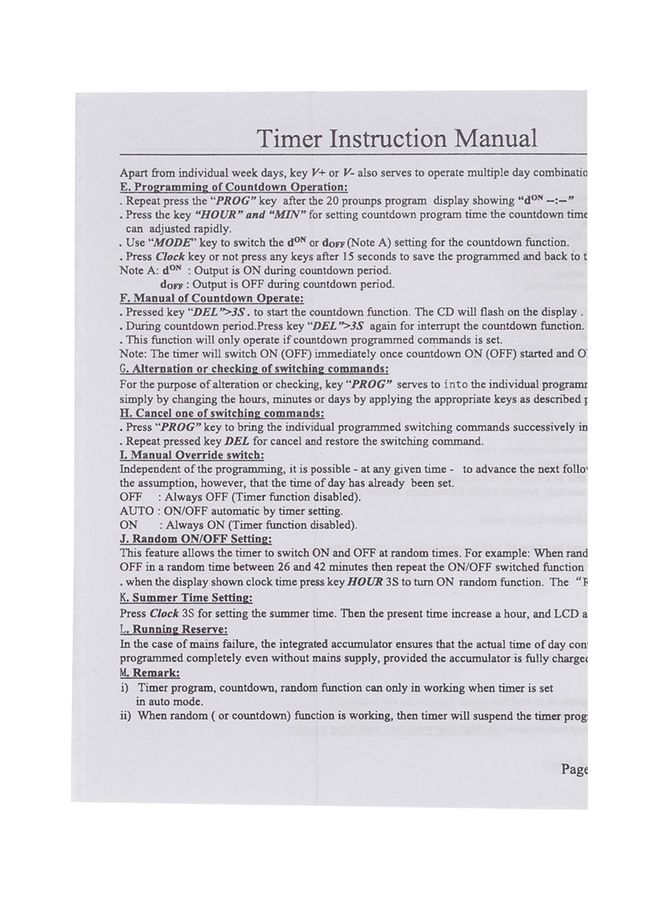 Digital Timer Switch Socket with LCD Display White