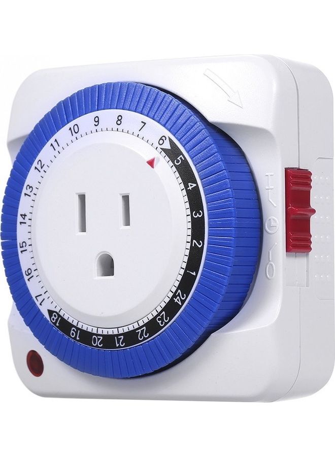 مفتاح مؤقت ميكانيكي بقابس يعمل لمدة 24 ساعة أبيض/ أزرق - Image 1