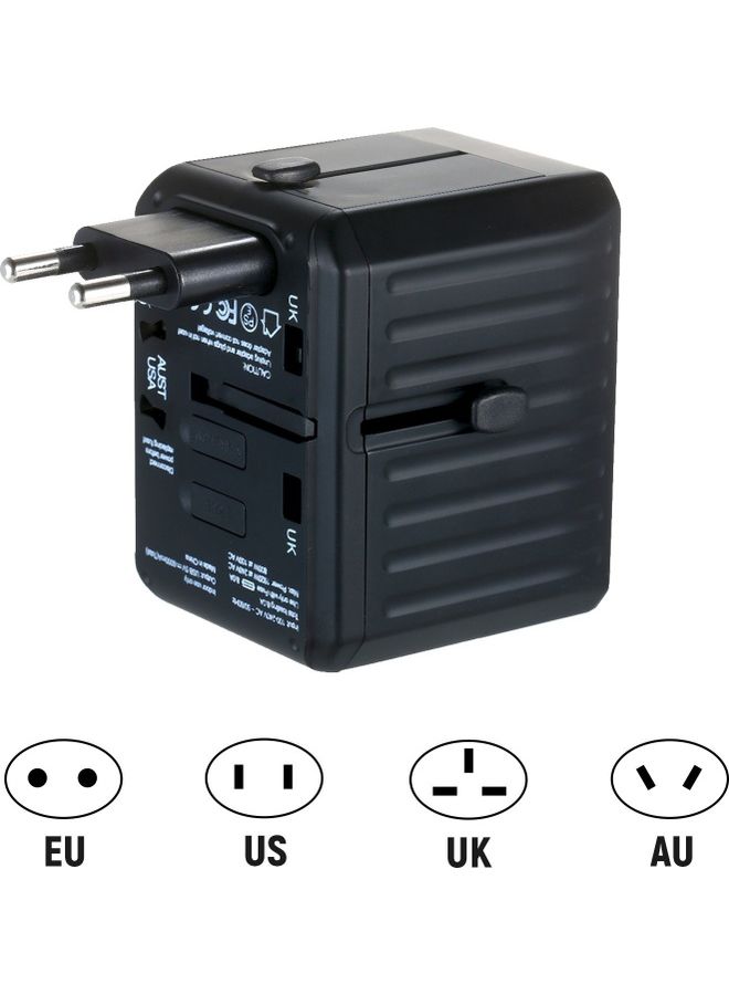 Generic - 4 USB Worldwide All in One Universal Adapter With Smart Power And Multiple Protection Black - Image 1