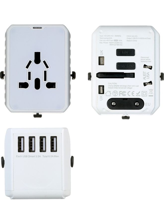 محول الكل في واحد يناسب جميع الأجهزة ب4 منافذ USB مع طاقة ذكية وحماية متعددة أبيض - Image 4