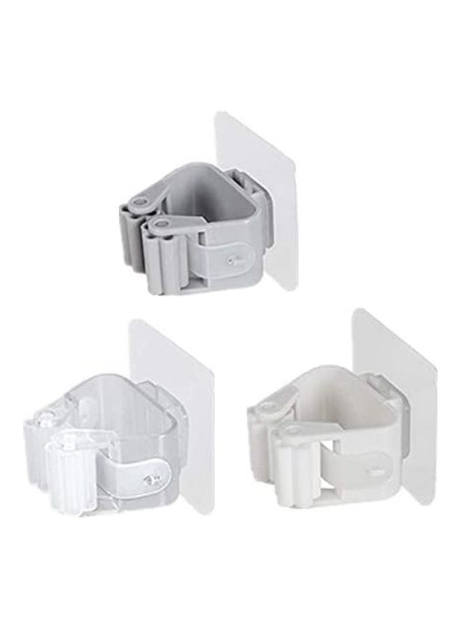 ZENHOME 3-Piece Wall Mounted Mop Holder White/Grey/Clear  - Image 1