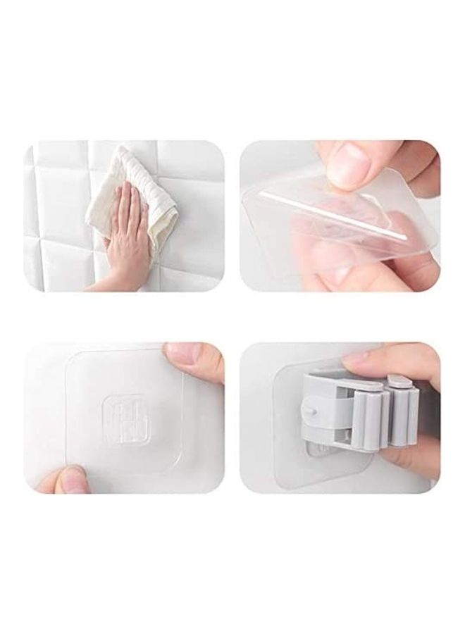 ZENHOME 3-Piece Wall Mounted Mop Holder White/Grey/Clear  - Image 5