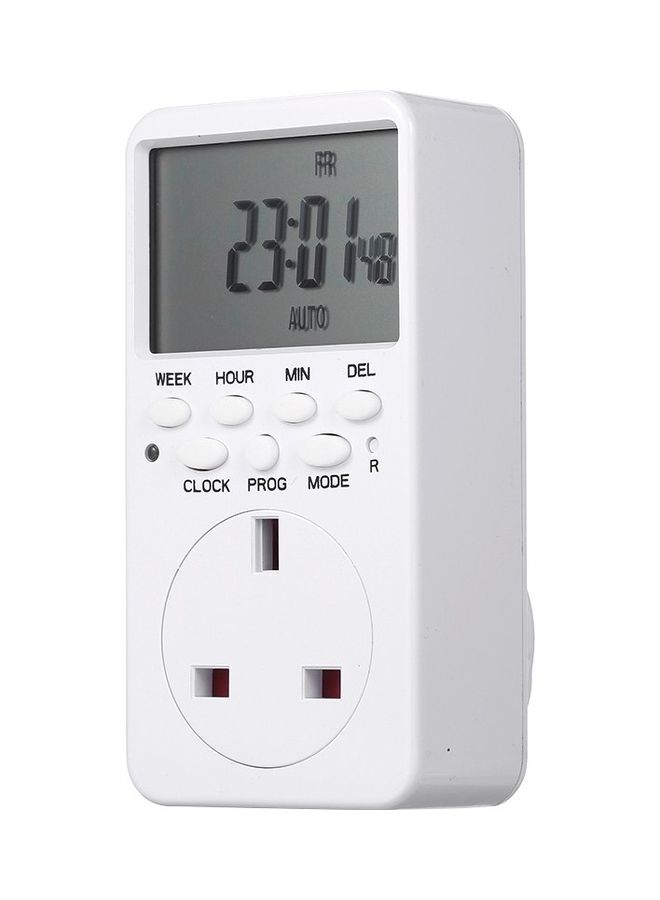 مقبس مفتاح مؤقت رقمي بشاشة LCD أبيض - Image 1