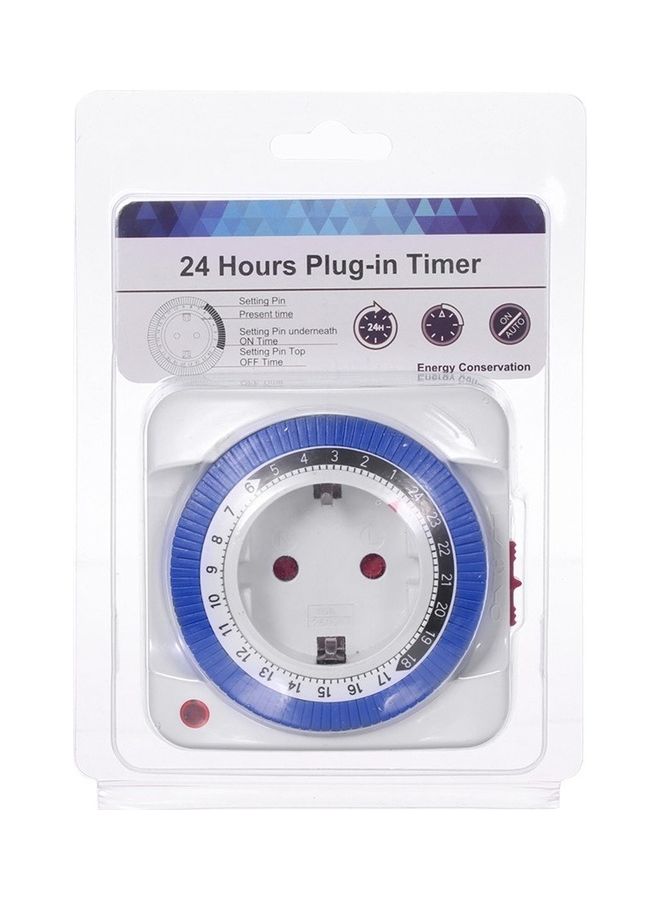 24 Hours Plug-in Timer Mechanical  Switch White/Blue - Image 5