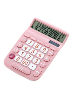 Generic 12-Digit Dual Power Mini Calculator Pink  - Image 1