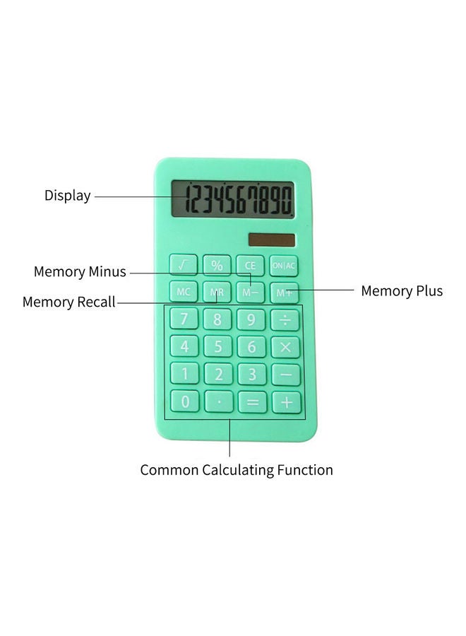 Generic 10-Digit Dual Power Mini Calculator Green  - Image 2