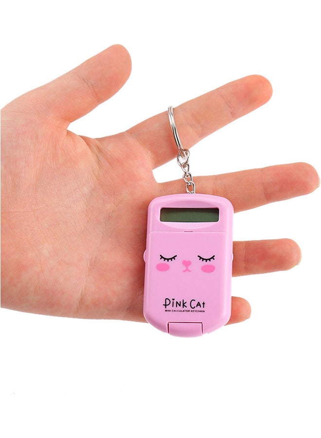 Generic 8-Digit Mini Calculator With Keychain Pink  - Image 2
