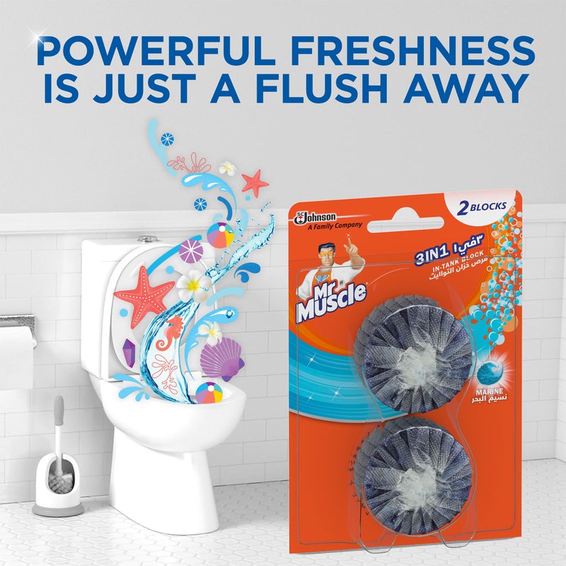 Mr Muscle - Toilet In-Tank Block Marine 50g Pack of 2 - Image 1