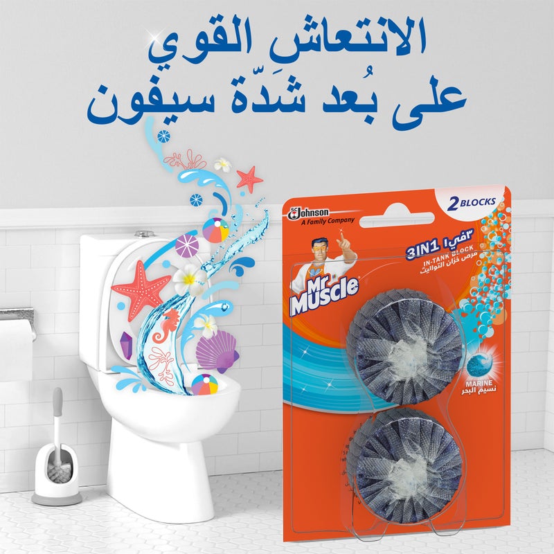 Mr Muscle - Toilet In-Tank Block Marine 50g Pack of 2 - Image 1