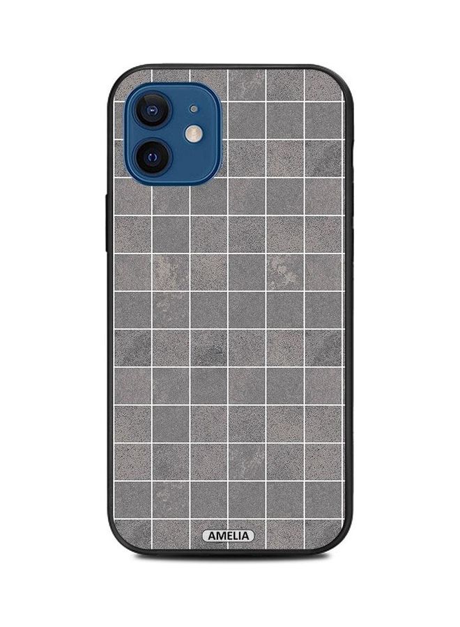 Tiles Pattern Protective Case Cover For Apple iPhone 12 Mini Grey/White