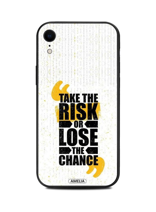 إميليا غطاء حماية واق بطبعة عبارة "Take The Risk" مناسب لهاتف أبل آيفون XR أبيض/ أسود - Image 1