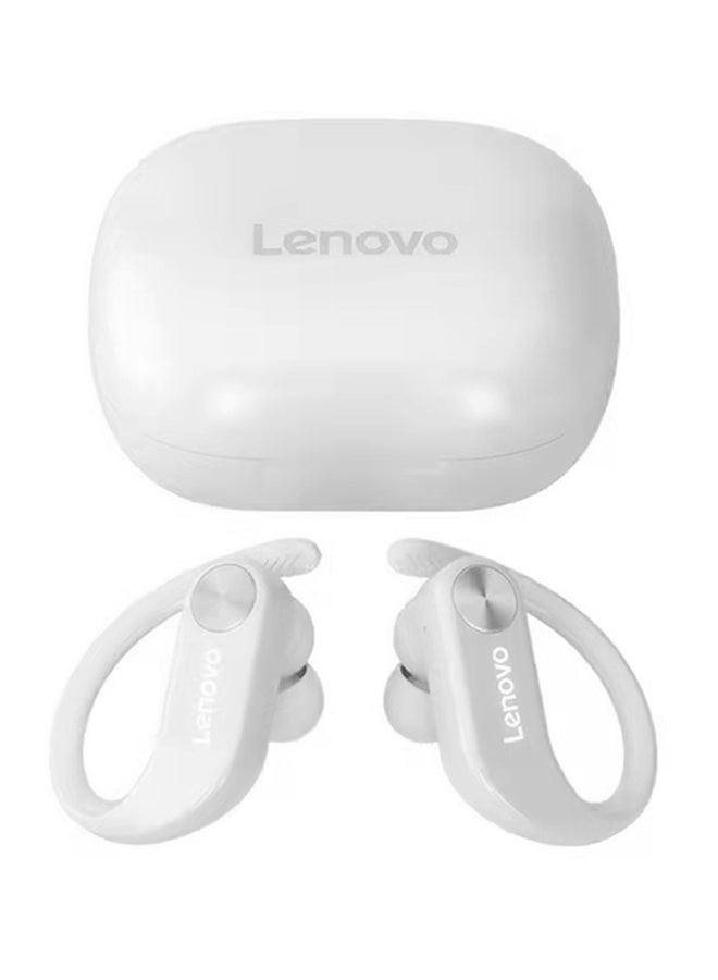 لينوفو سماعة أذن LP7 بتقنيىة اللاسلكية الحقيقية والبلوتوث وميكروفون وخطافين للأذن أبيض - Image 1