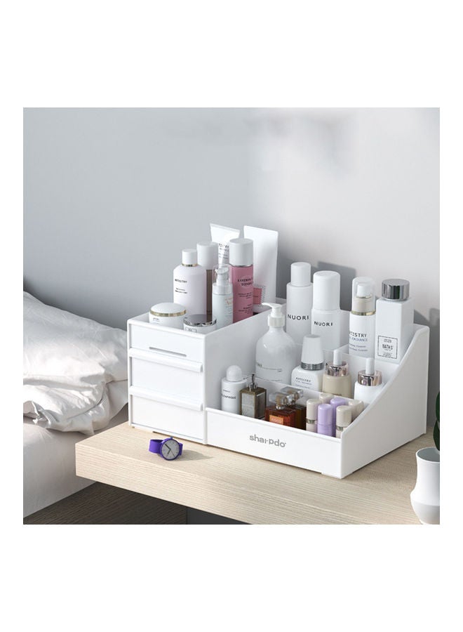 Sharpdo Drawer Type Cosmetic Plastic Storage Box White  - Image 1