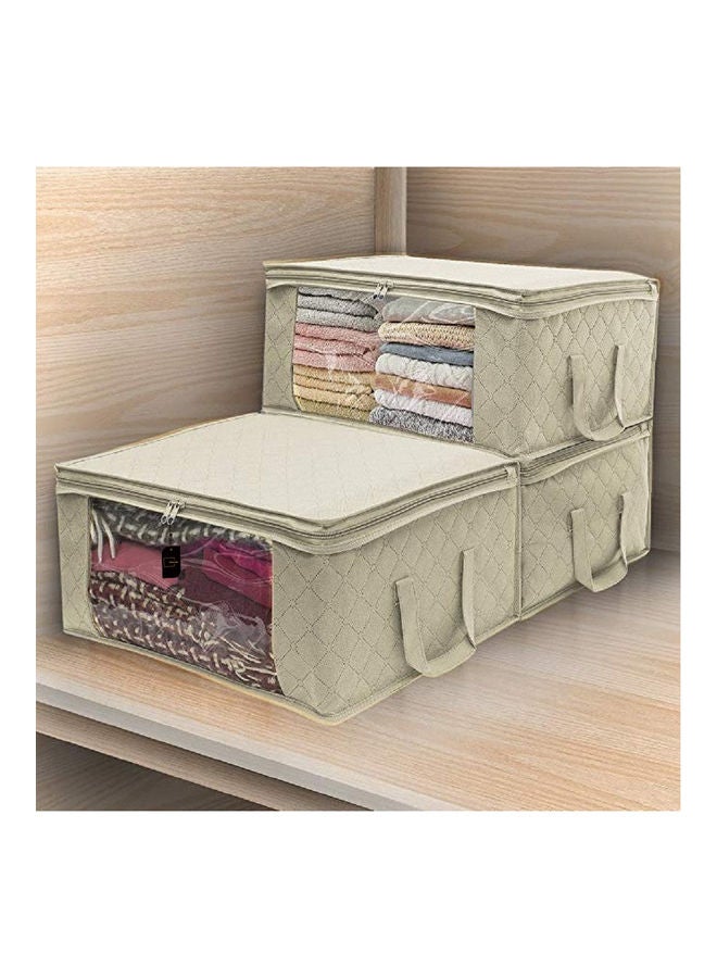 Sharpdo 3-Piece Foldable Storage Bag Organizer Beige  - Image 2