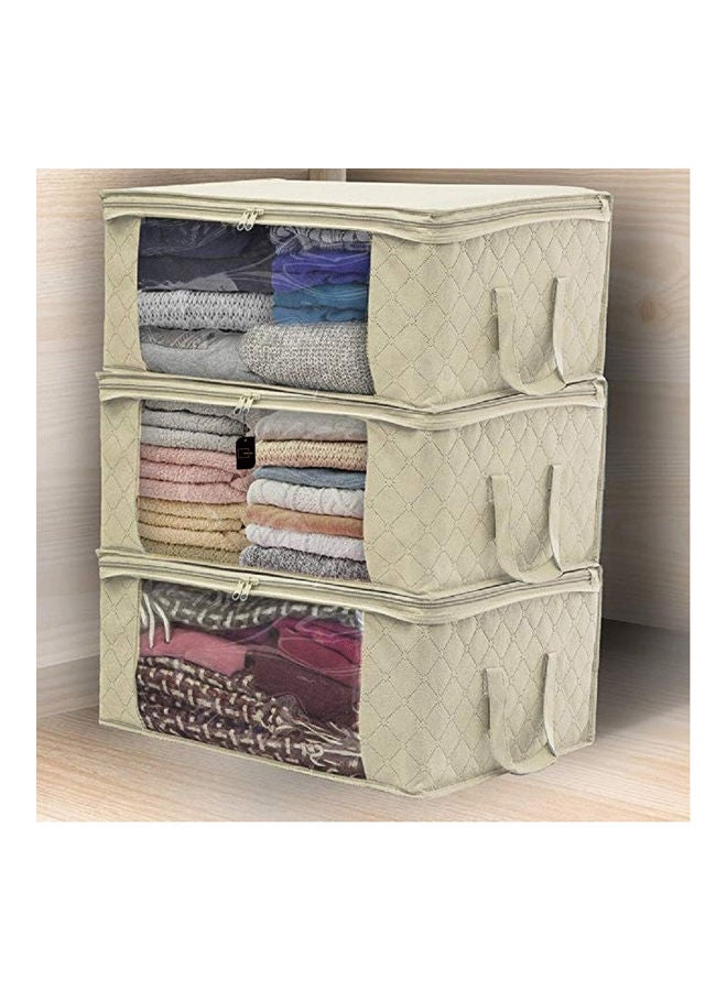Sharpdo 3-Piece Foldable Storage Bag Organizer Beige  - Image 3