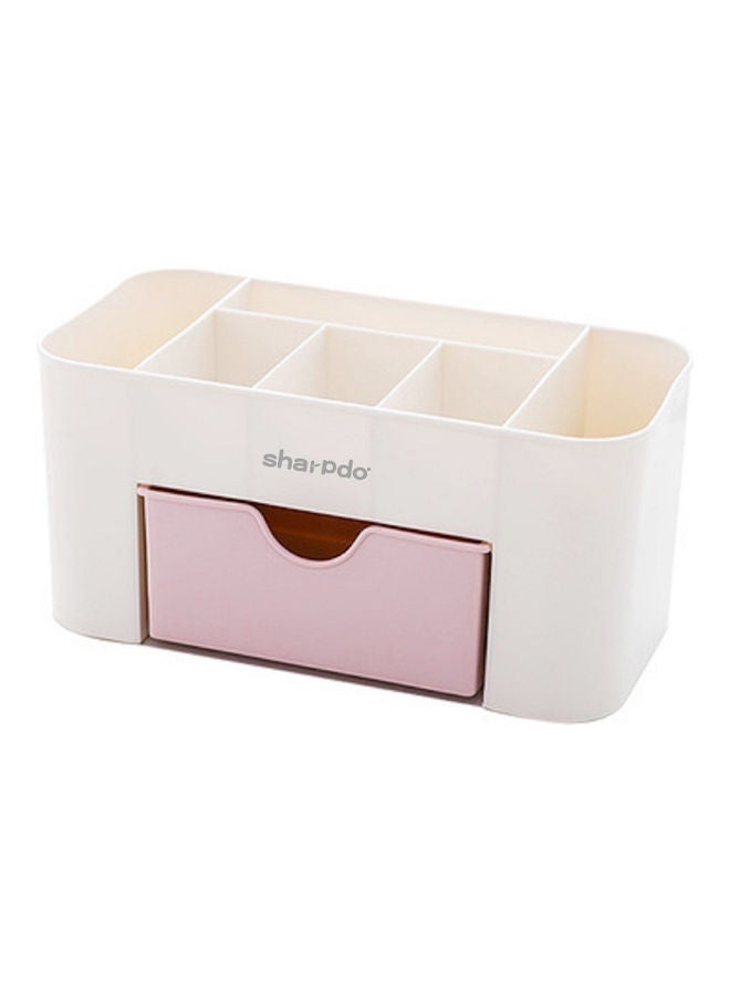Sharpdo Dressing Table Cosmetic Storage Box Pink/White - Image 1
