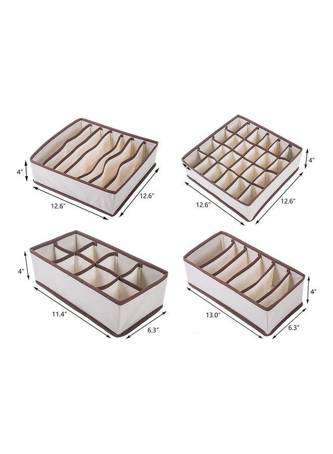 علبة تخزين بتصميم مقسم وقابل للطي من القماش بيج - v1626153226/N49105052A_7