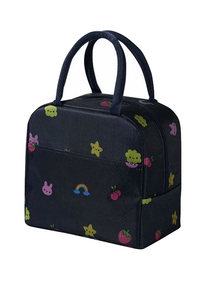 Strawberry Pattern Insulated Lunch Bag Black 23x21x13cm - Image 1