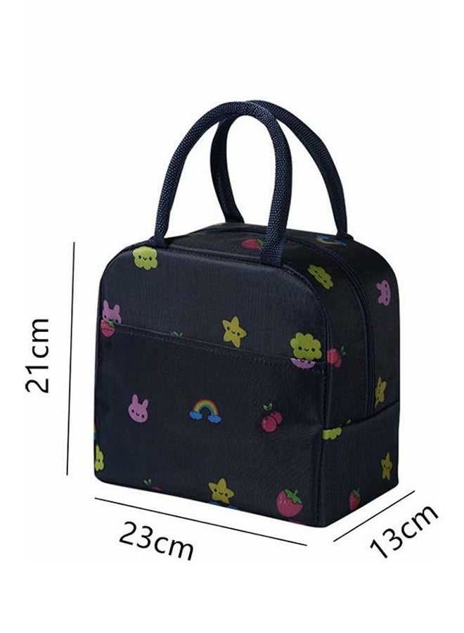 Strawberry Pattern Insulated Lunch Bag Black 23x21x13cm - Image 2