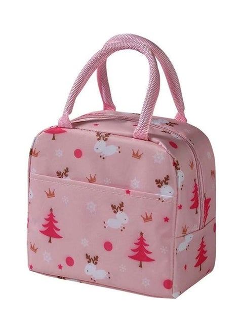 Fawn Printed Insulation Lunch Bag Polyester Pink 23x21x13cm