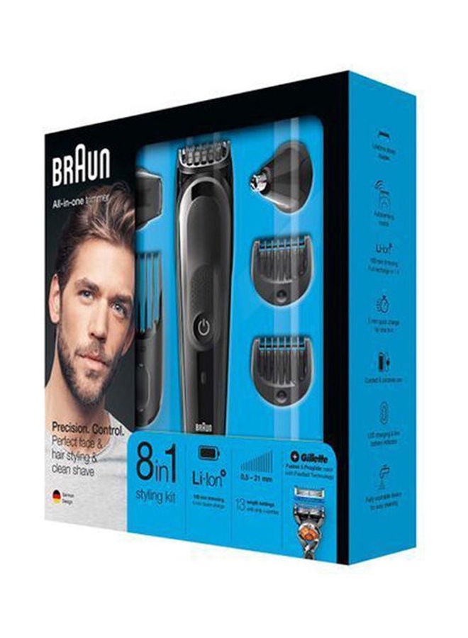 BRAUN Mgk5060 8-In-1 Trimmer - 6 Attachments + Gillette Fusion5 Proglide Razor Black - Image 1