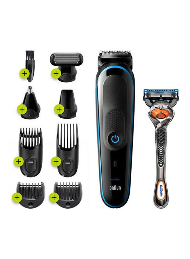 BRAUN - Mgk5280 - 9-In-1 Trimmer Trimmer - 7 Attachments + Gillette Fusion5 Proglide Razor Black - Blue - Image 1
