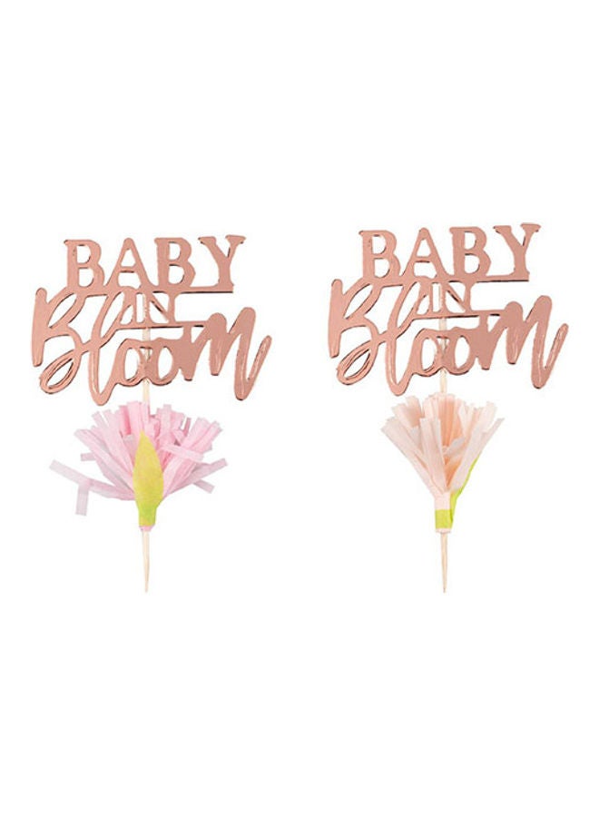 Ginger Ray Rose Gold Floral Cupcake Toppers 