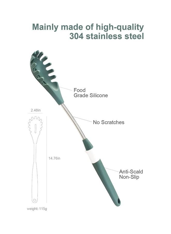 Alfa.life - Stainless Steel Inner Core Pasta Spoon Fork Green/White - Image 1