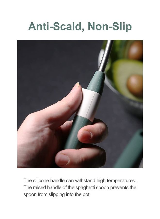 Alfa.life - Stainless Steel Inner Core Pasta Spoon Fork Green/White - Image 1
