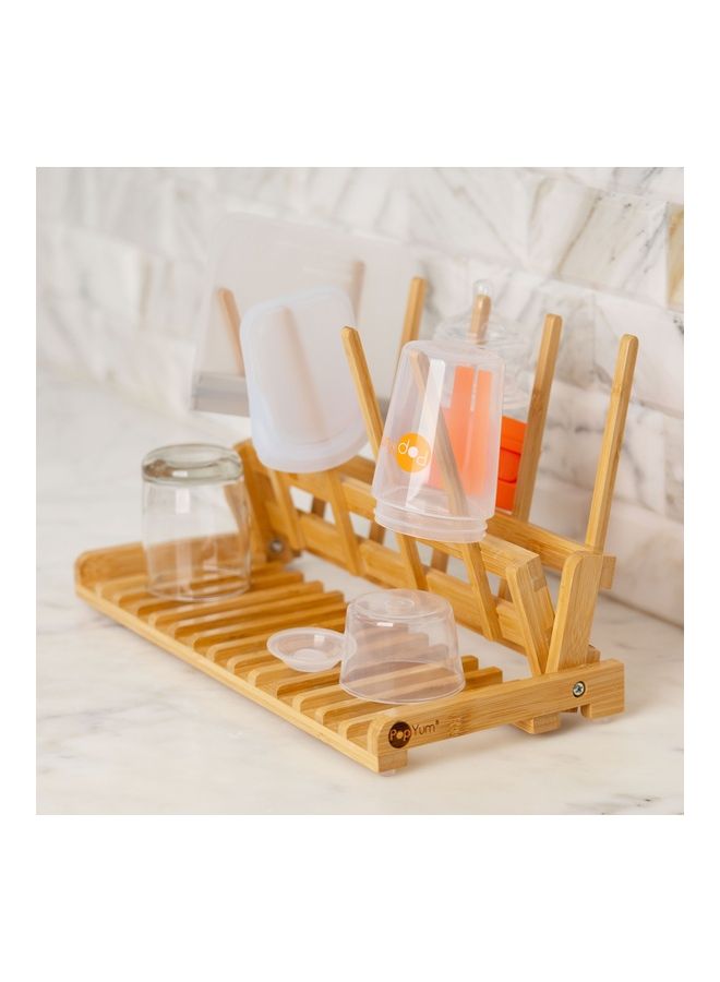 Space Saving Bamboo Drying Rack, Counter Countertop Wood Folding Collapsible For Baby Bottle, Plastic Bag, Cup Glass Silicone Dish Water Bottle Wooden, Compact, Accessories, Kitchen - v1626167599/N49110017A_2