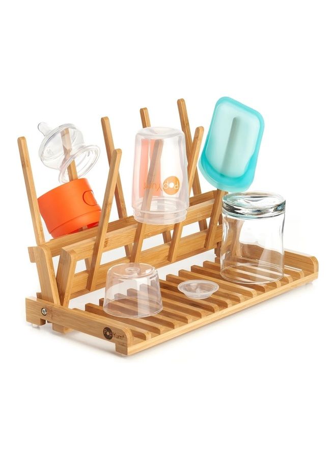 Space Saving Bamboo Drying Rack, Counter Countertop Wood Folding Collapsible For Baby Bottle, Plastic Bag, Cup Glass Silicone Dish Water Bottle Wooden, Compact, Accessories, Kitchen - v1626167600/N49110017A_1