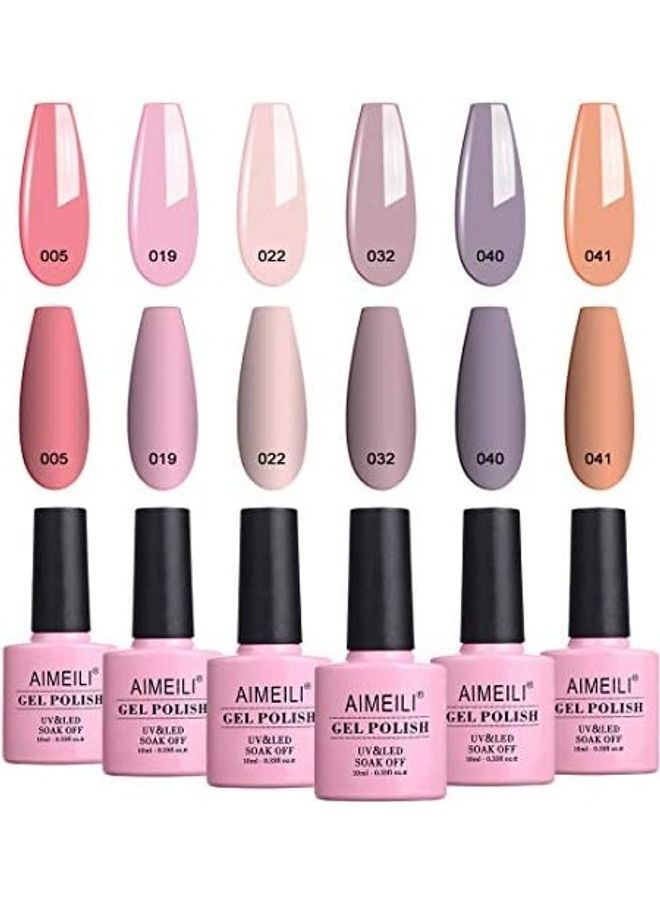 AIMEILI 6-Piece Soak Off UV LED Gel Nail Lacquer Set Multicolour 