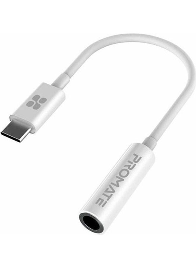 PROMATE Dynamic Stereo USB-C to 3.5mm AUX Adapter White  - Image 1