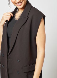 Pimkie Double Breasted Sleeveless Jacket Black  - Image 3