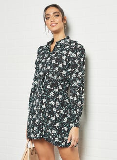 All-Over Print Dress Black