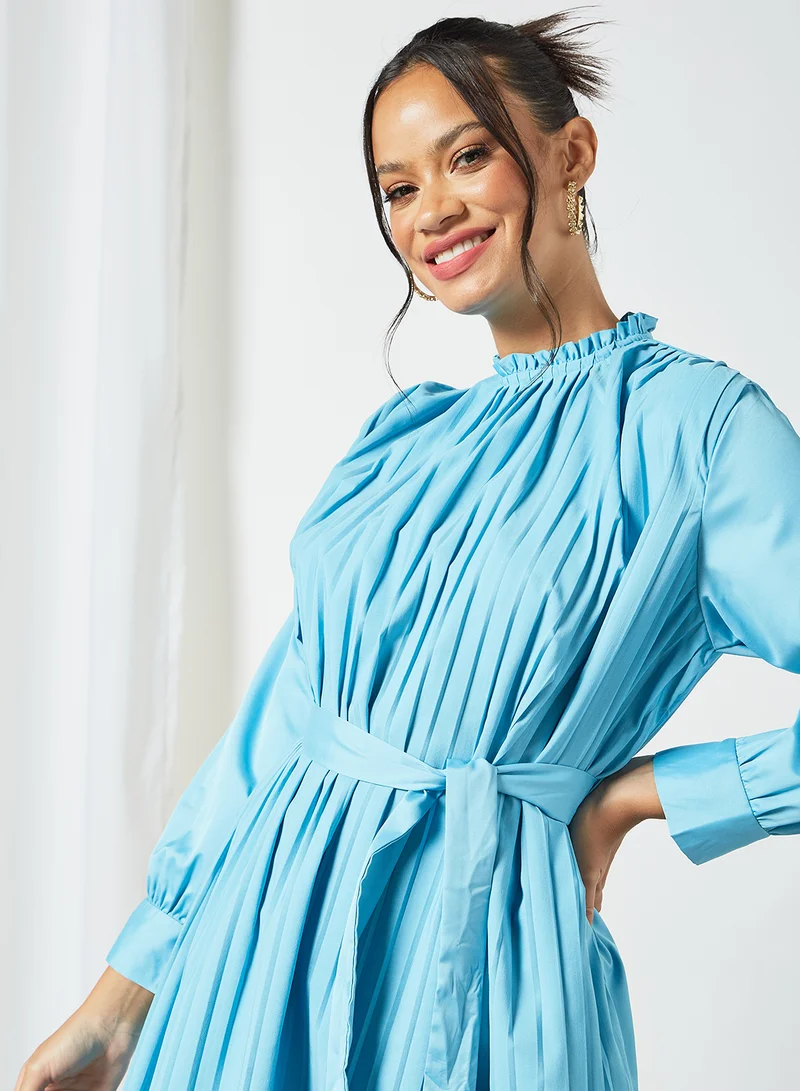Sivvi x D'Atelier Pleated Mini Dress Blue