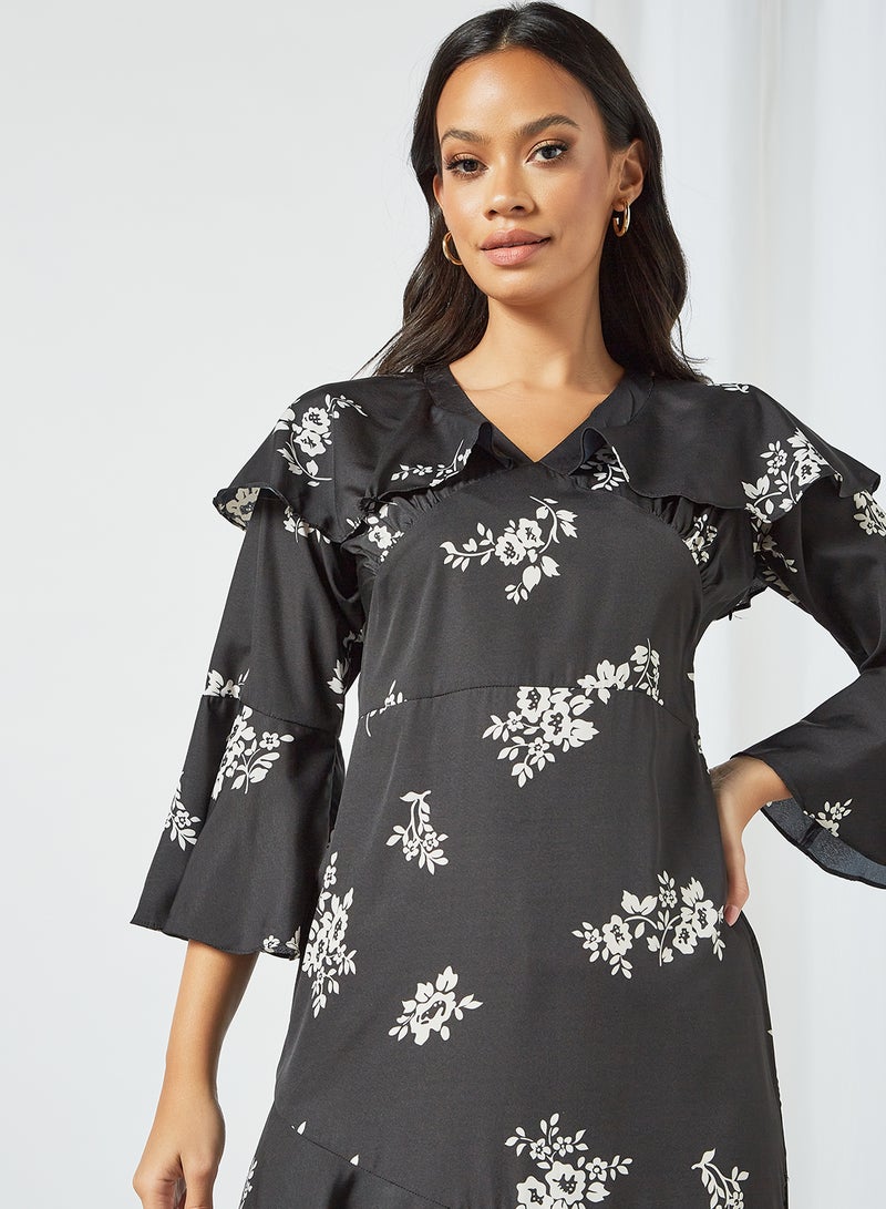 Sivvi x D'Atelier - Floral Asymmetric Hem Dress Black - Image 1