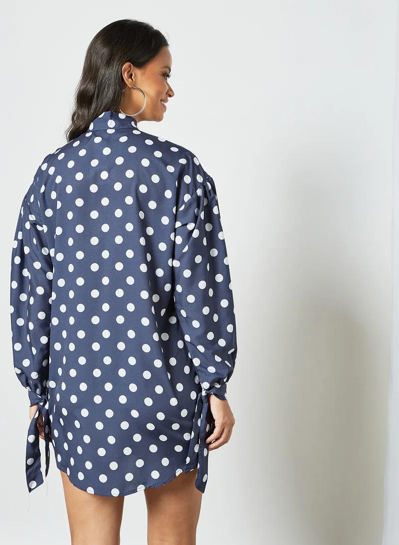 Sivvi x D'Atelier Polka Dot Mini Dress Blue