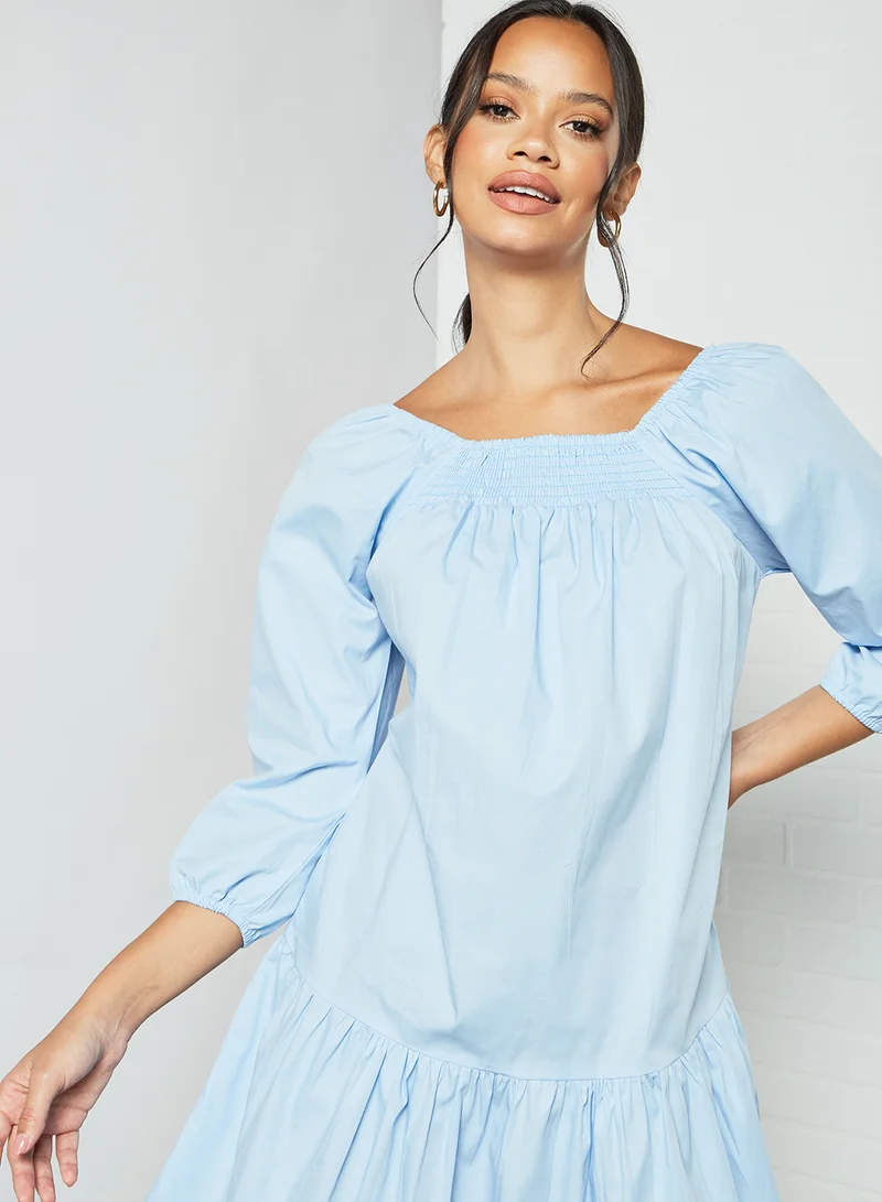 Sivvi x D'Atelier Gathered Hem Mini Dress Blue