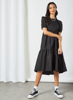Sivvi x D'Atelier Puff Sleeve Midi Dress Black  - Image 1