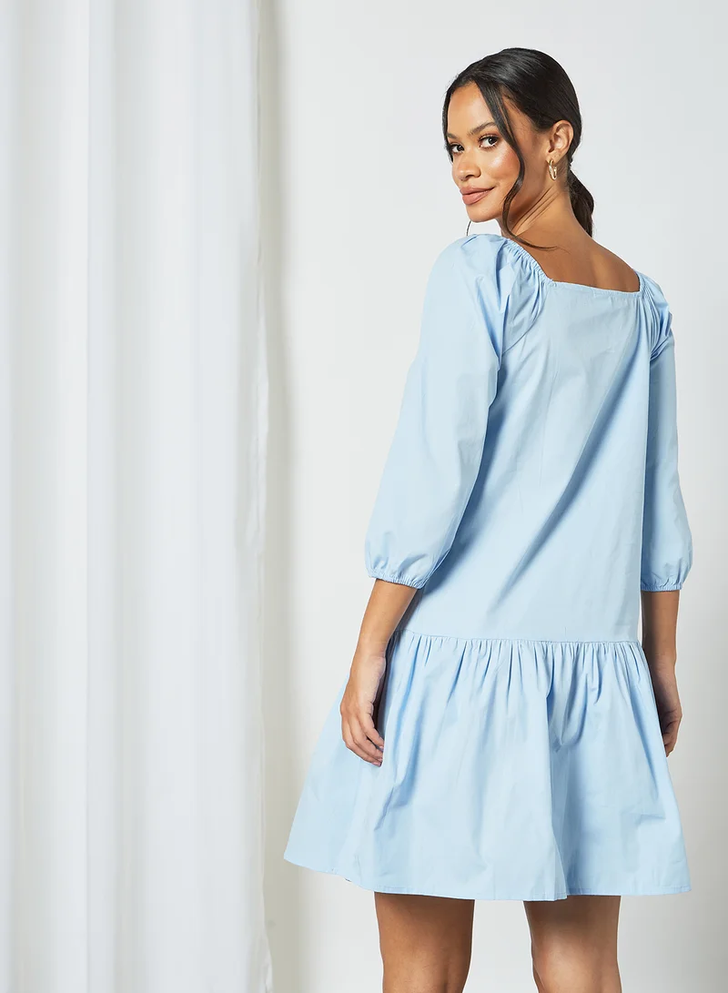 Sivvi x D'Atelier Gathered Hem Mini Dress Blue